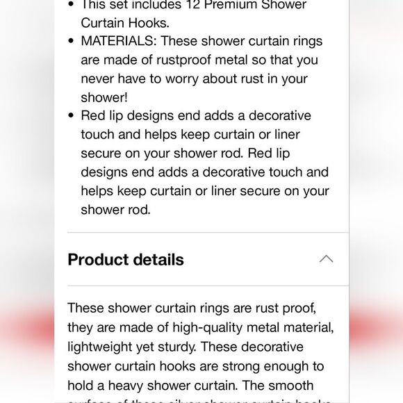 At Home Red Lip Shaped Shower Curtain Rings - Picture 6 of 9